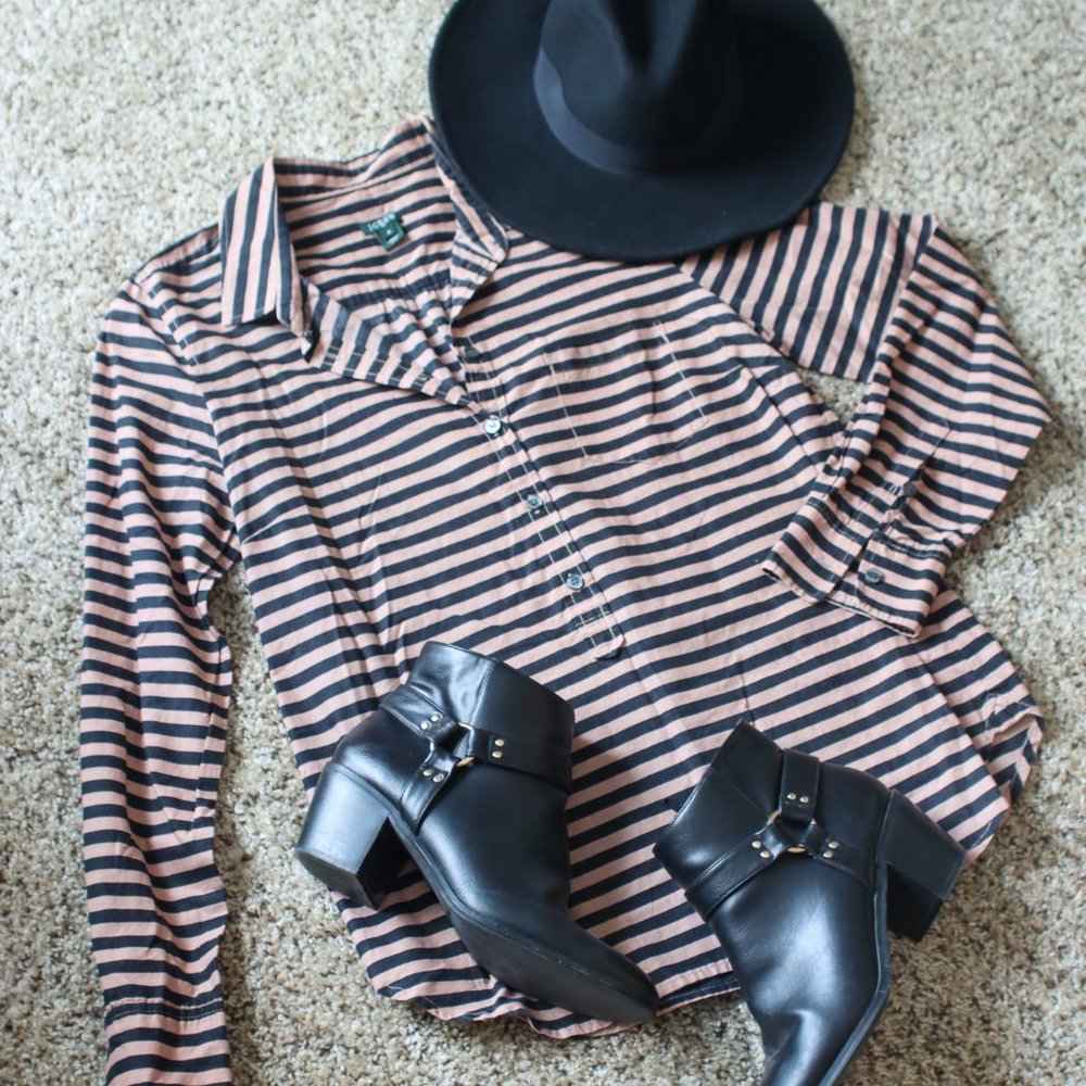 J Crew Long Sleeve 3/4 Button Down top sz M